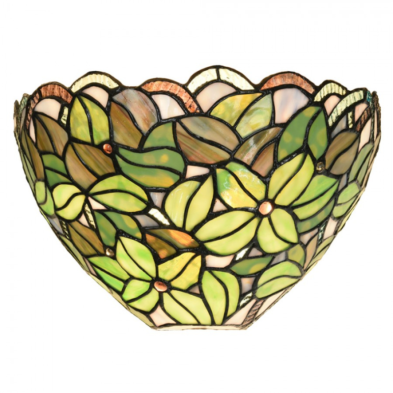 Nástěnná lampa Tiffany Pensee zelená s florálním motivem – 30x15x18 cm