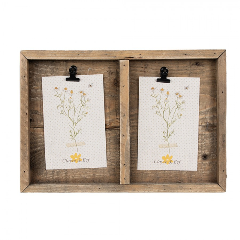 Doplňky a dekorace - Dřevěný fotorámeček Davet s klipy na 2 fotografie – 30x3x21 cm