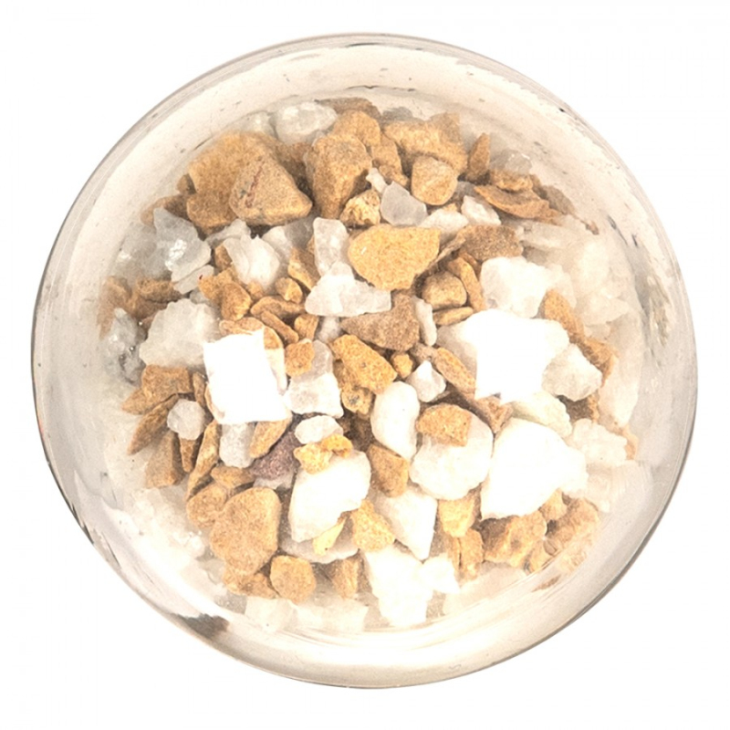 Doplňky a dekorace - Bílo-hnědá skleněná kulatá úchytka s kamínky – 5 cm