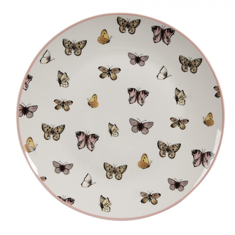 Kuchyně - Porcelánový snídaňový talíř s motivem motýlků Butterfly paradise – 20 cm