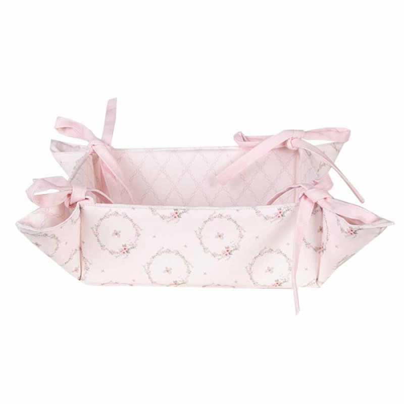 Textil - Bavlněný košík na pečivo se vzorem velikonočního zajíčka a květinového věnce Floral Easter Bunny – 35x35x8 cm