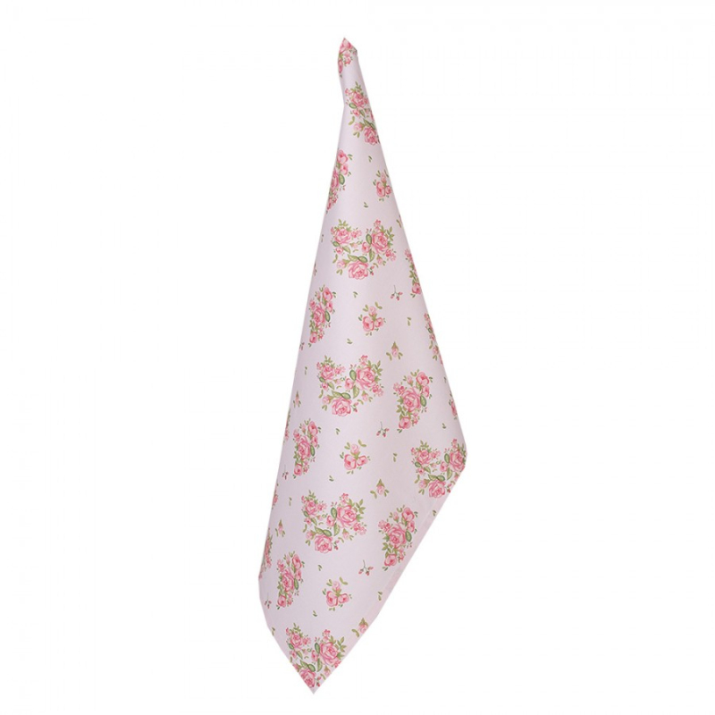 Růžová bavlněná utěrka se vzorem růžiček Sweet Roses – 50x70 cm Růžová bavlněná utěrka se vzorem růžiček Sweet Roses – 50x70 cm