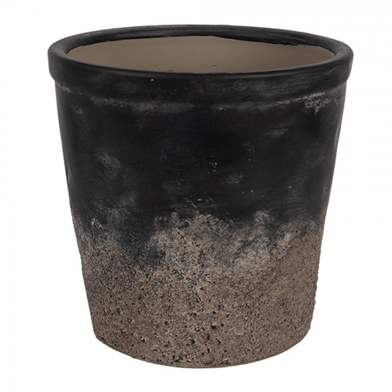 Doplňky a dekorace - Černý keramický obal na květináč Aad – 12x11 cm
