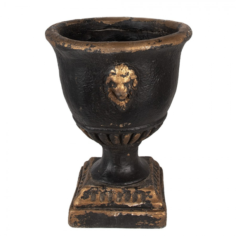 Doplňky a dekorace - Černý obal na květináč se zlatým odřením Bart-jan – 33x42 cm