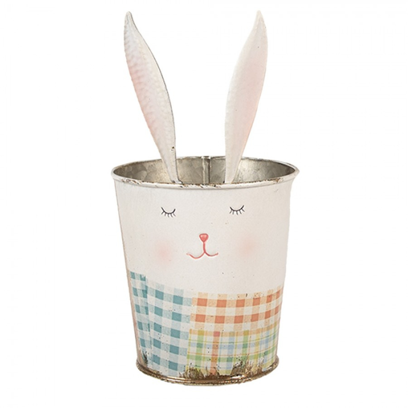 Kuchyně - Bílý držák na příbory ve tvaru králíka s ušima – 12x23 cm