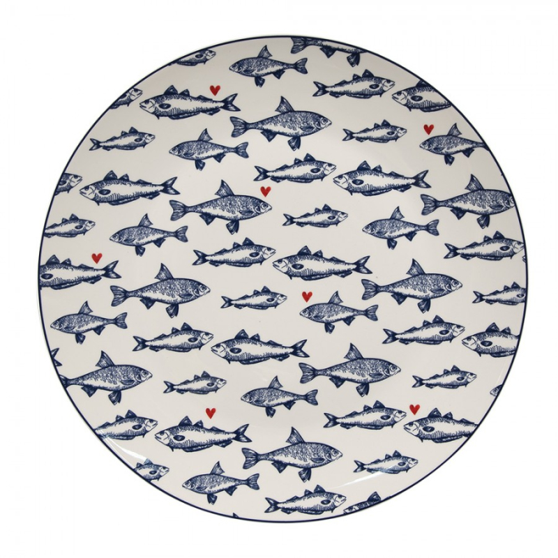 Kuchyně - Porcelánový jídelní talíř s motivem ryby Sun Sea and Fish – 26 cm