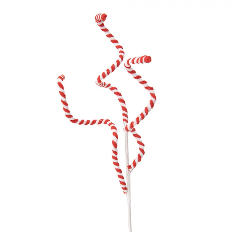 Doplňky a dekorace - Červeno-bílá vánoční dekorace / zápich tři vlnité Candy Cane – 70 cm