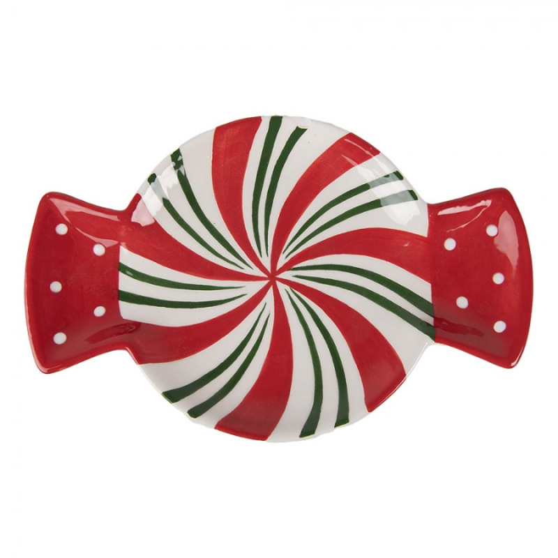 Kuchyně - Vánoční snídaňový talíř červený bonbon – 22x14x2 cm