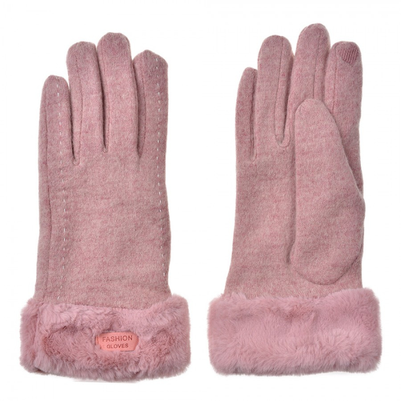Růžové rukavice s kožešinou a srdíčkem na ukazováčku – 9x23 cm Růžové rukavice s kožešinou a srdíčkem na ukazováčku – 9x23 cm
