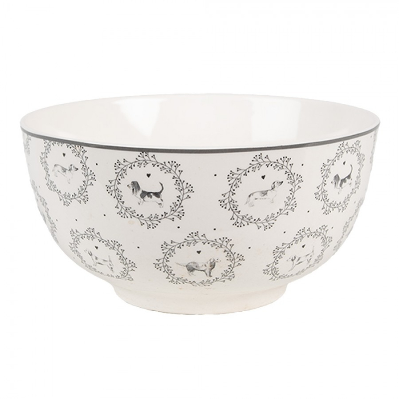 Kuchyně - Bílá keramická miska na polévku s motivem pejsků Lovely Grey Dogs – 500 ml