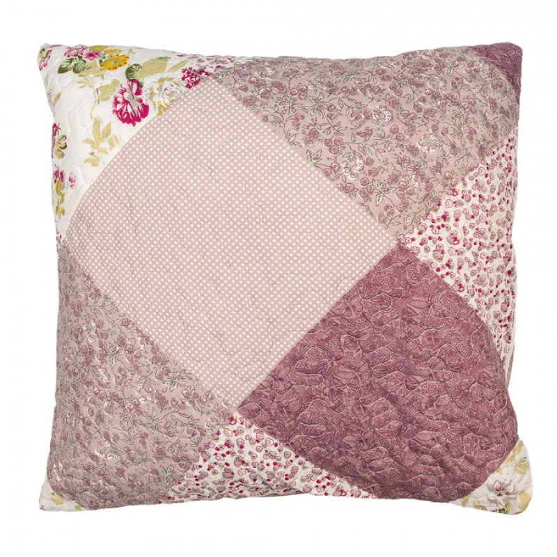 Textil - Fialový patchwork povlak na polštář s drobnými květy Selma L – 50x50 cm