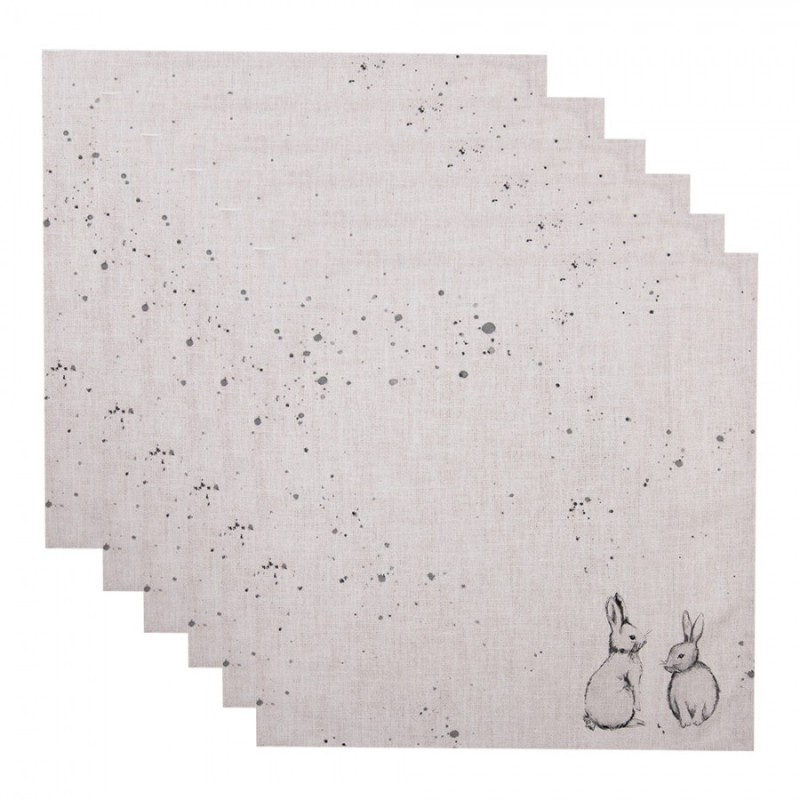 Textil - Sada 6 bavlněné ubrousky s králíčky Bunny Buddies – 40x40 cm