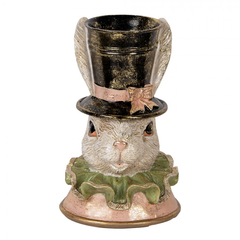 Doplňky a dekorace - Dekorace velká busta králíka s rokokovým límcem v klobouku – 29 cm