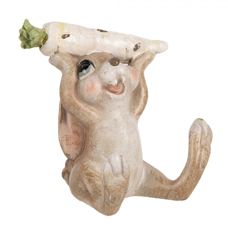 Doplňky a dekorace - Dekorace soška králíčka s velkýma očima s mrkví nad hlavou – 6x5x7 cm