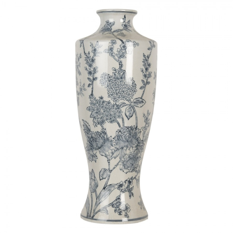 Doplňky a dekorace - Keramická váza v čínském stylu s modrým dekorem Tuur X – 16x42 cm