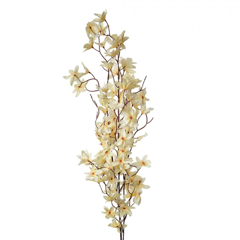 Doplňky a dekorace - Umělá rostlina rozkvětlá větvička ovocného stromu žlutá – 110 cm