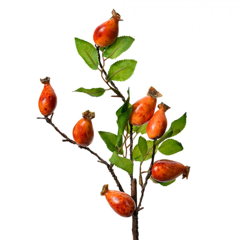 Doplňky a dekorace - Umělá rostlina větvička se zralými šípky – 50 cm