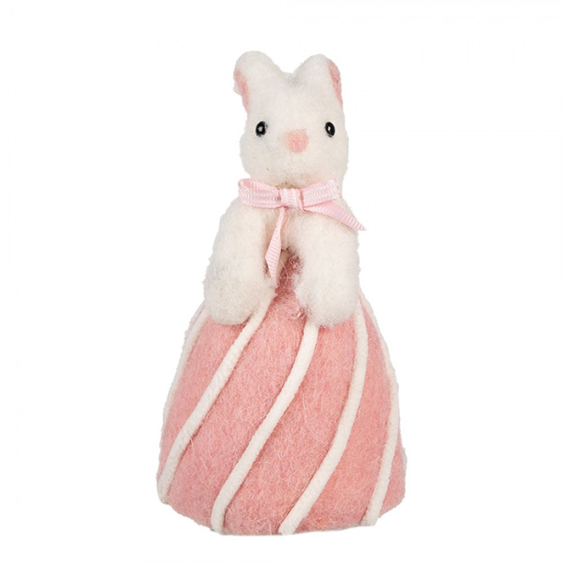 Doplňky a dekorace - Bílý zajíček na růžovém vajíčku – textilní dekorace – 12x21 cm