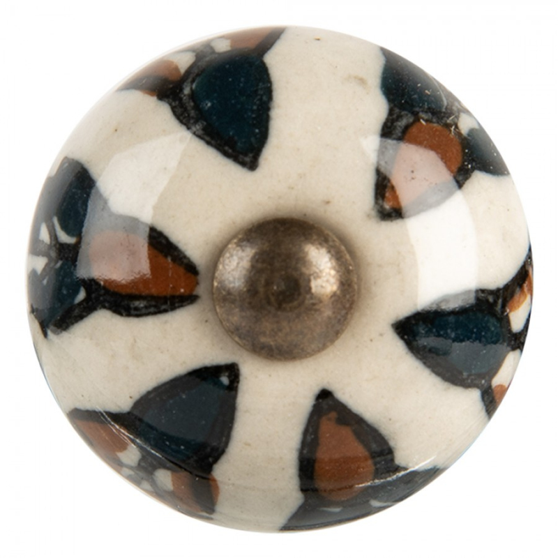 Doplňky a dekorace - Hnědo-béžová keramická úchytka Medieval – 3x3 cm