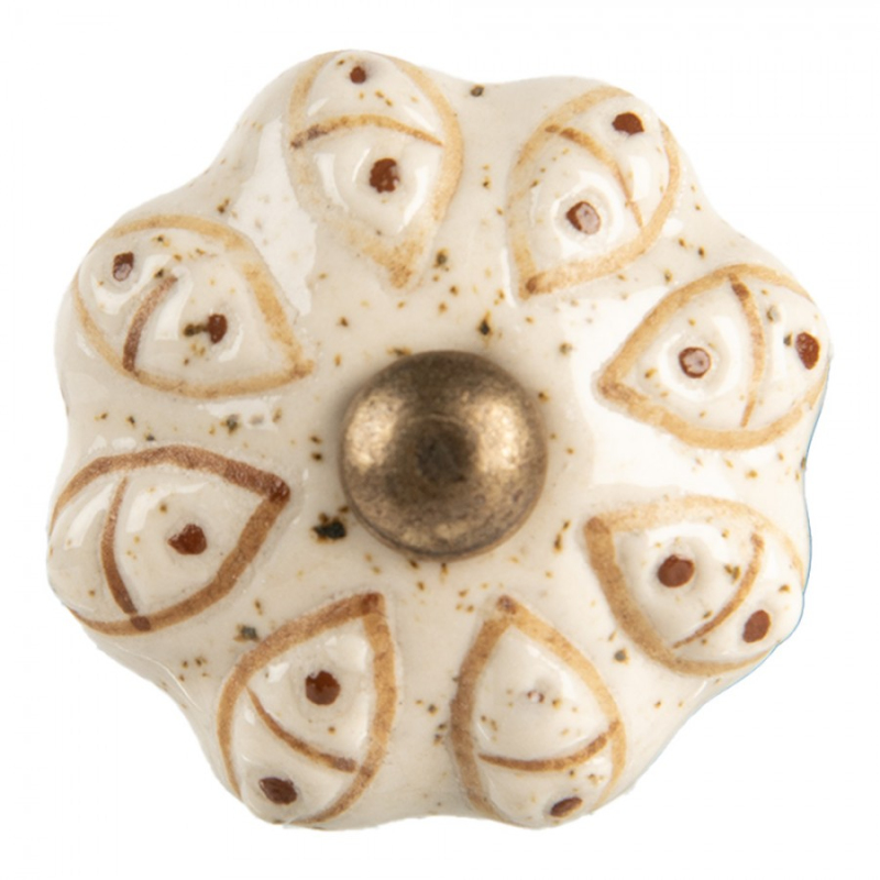 Doplňky a dekorace - Béžová keramická úchytka Nicola I – 4x3 cm