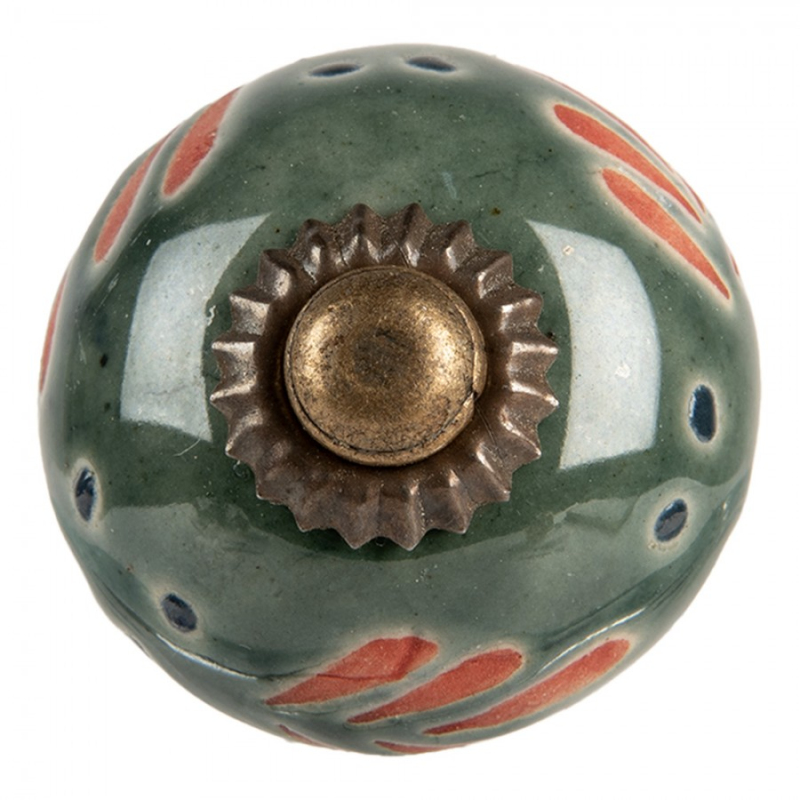 Doplňky a dekorace - Zeleno-oranžová keramická úchytka Quesnel I – 3x3 cm