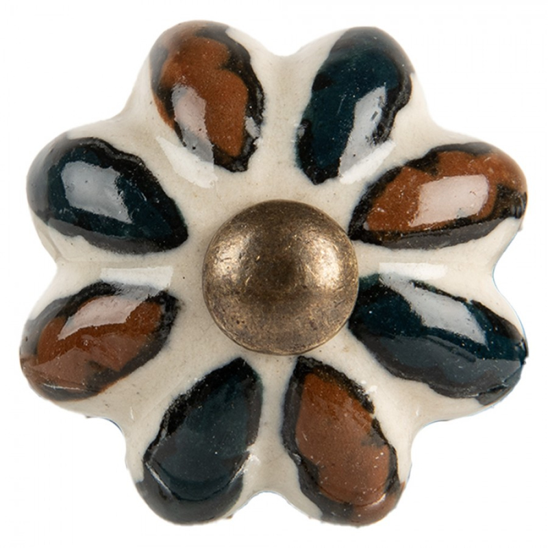 Doplňky a dekorace - Hnědo-béžová keramická úchytka Nicola V – 3x3 cm