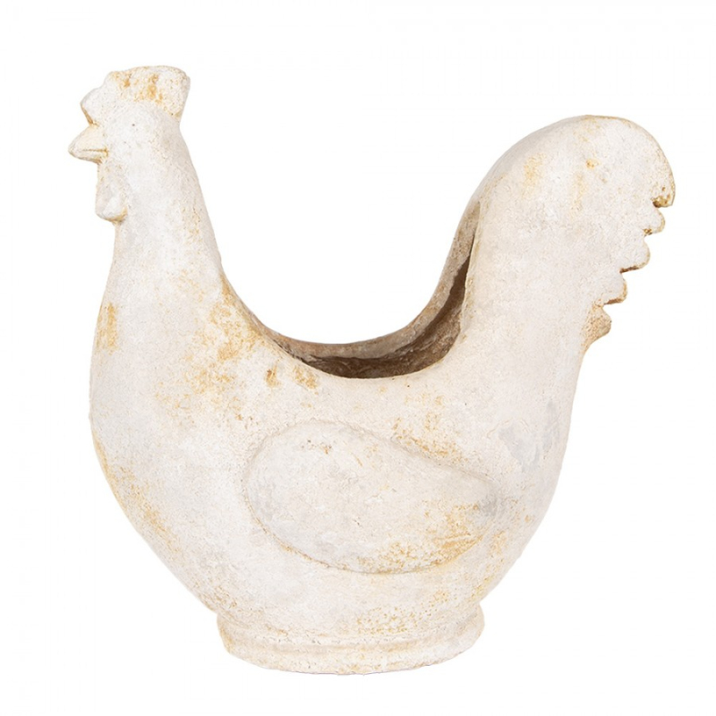 Doplňky a dekorace - Bílý květináč ve tvaru slepice – 36x18x35 cm