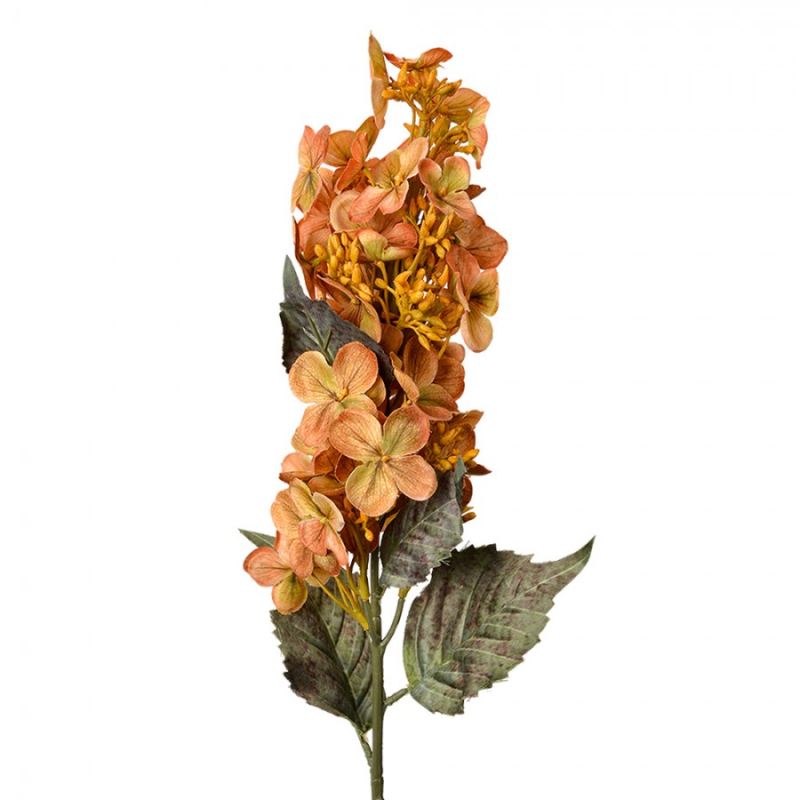 Doplňky a dekorace - Oranžová umělá rostlina hortenzie – 71 cm