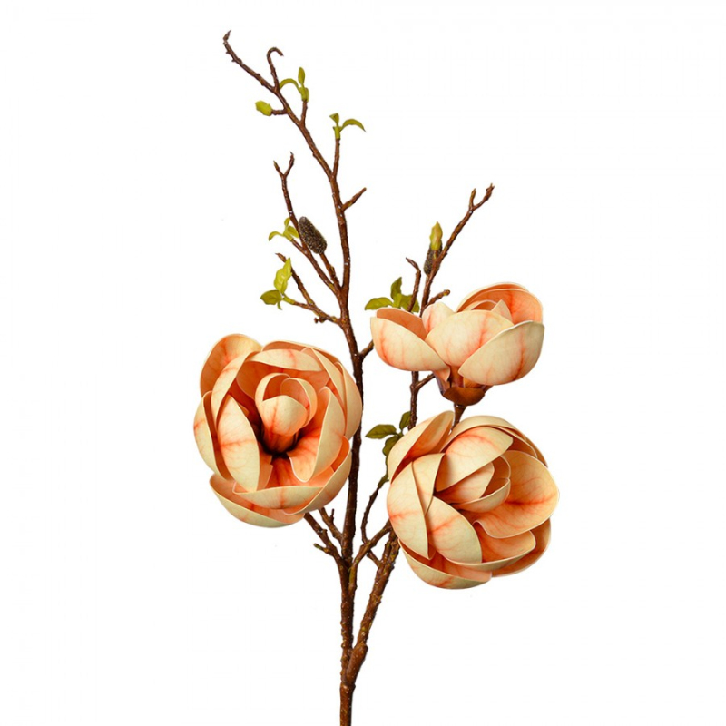 Doplňky a dekorace - Oranžová umělá rostlina magnolie – 106 cm