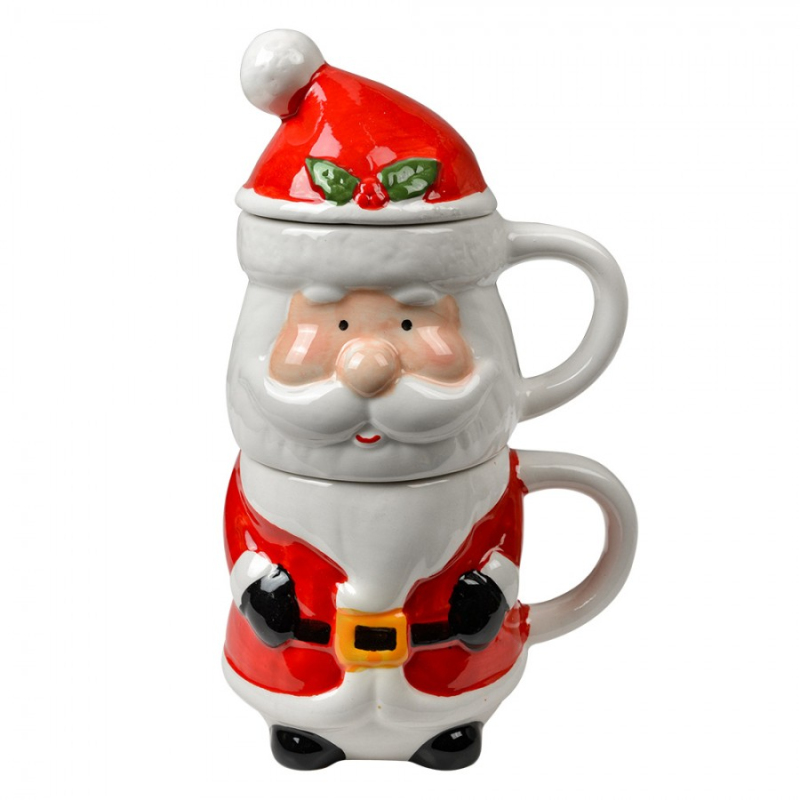 Kuchyně - Sada vánočních hrníčků Santa Claus s pokličkou – 300 / 375 ml