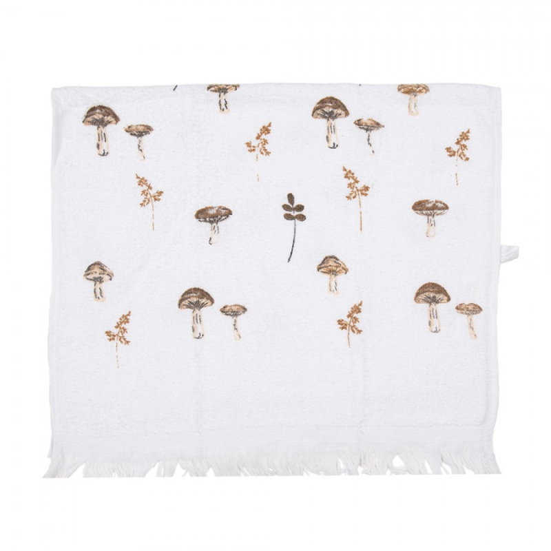 Textil - Bílý froté ručník s podzimním motivem přírody a houbiček Little Fall Jewels – 40x66 cm