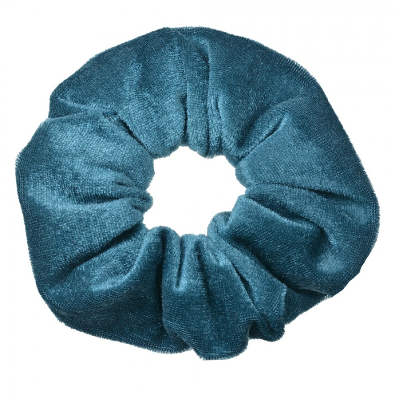 Móda a bižuterie - Tyrkysová sametová gumička do vlasů / scrunchie – 10 cm