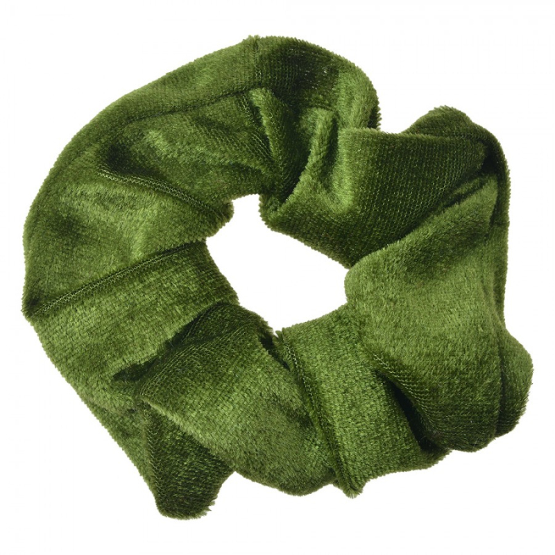Móda a bižuterie - Zelená sametová gumička do vlasů / scrunchie – 10 cm