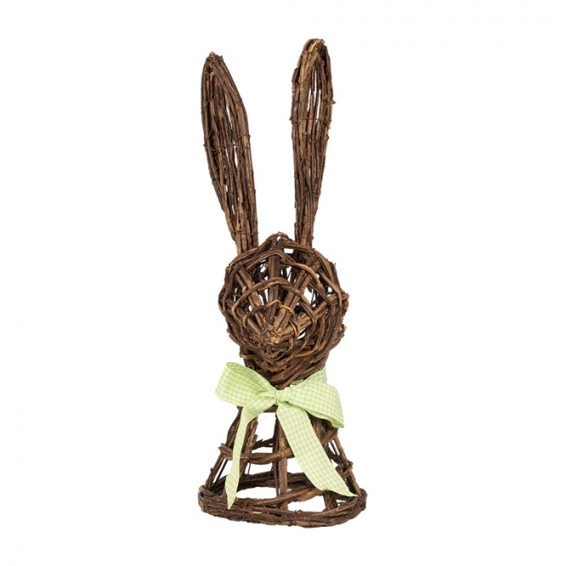 Doplňky a dekorace - Ratanová velikonoční dekorace králík s mašlí – 17x17x40 cm