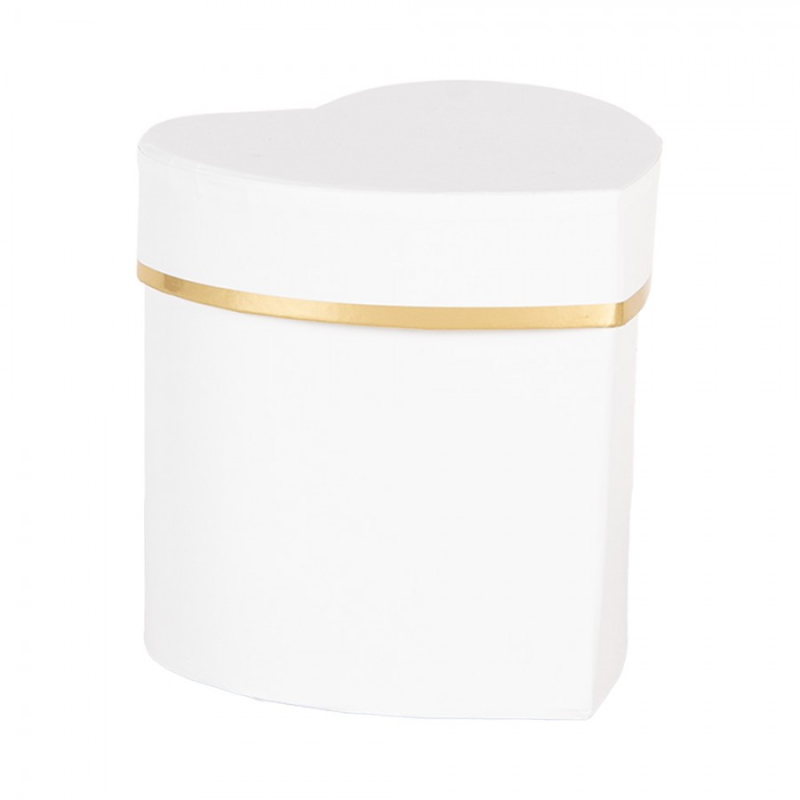 Doplňky a dekorace - Bílo-zlatá krabička na dárek / šperk ve tvaru srdce – 10 x 10 cm