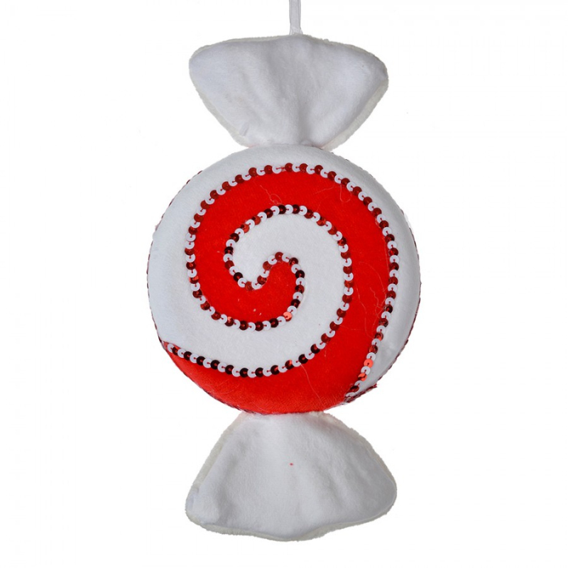 Doplňky a dekorace - Vánoční ozdoba bílo-červený bonbon spirála – 33x18x4 cm