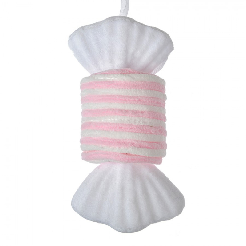 Doplňky a dekorace - Vánoční závěsná ozdoba růžový pruhovaný bonbon – 11x8x20 cm