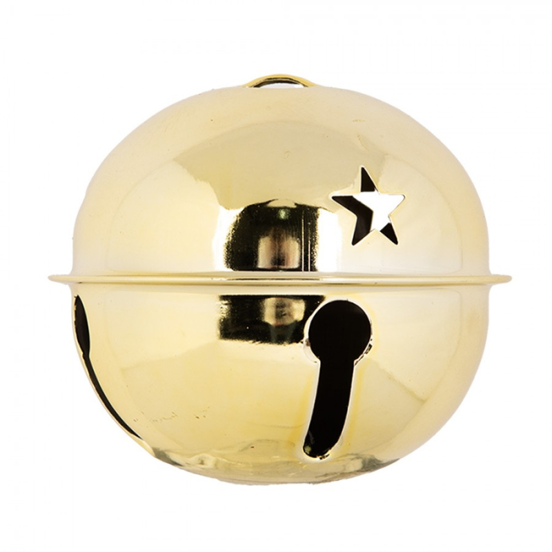 Doplňky a dekorace - Vánoční kovová ozdoba zlatá rolnička M – 9x9 cm