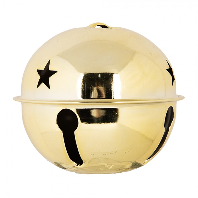 Doplňky a dekorace - Vánoční kovová ozdoba zlatá rolnička S – 5x4 cm