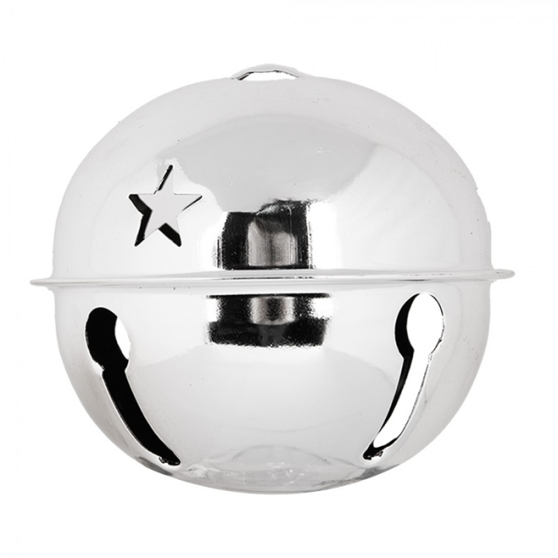 Doplňky a dekorace - Vánoční kovová ozdoba stříbrná rolnička M – 9x9 cm