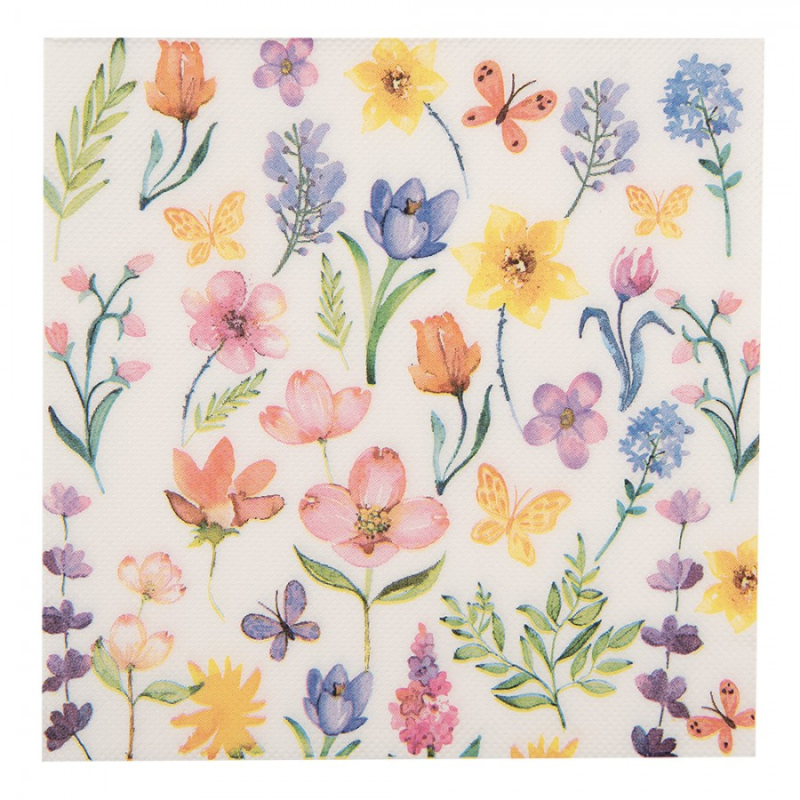 Textil - Barevné papírové ubrousky s lučními kvítky 20 ks – 33x33 cm