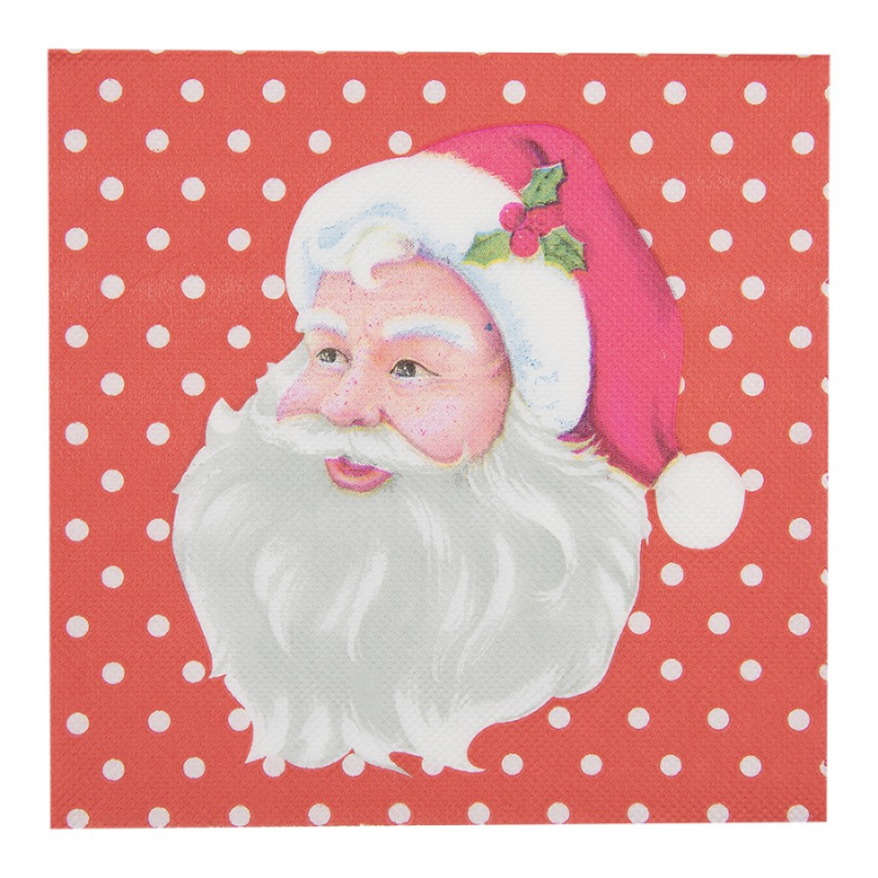 Textil - Vánoční papírové ubrousky s puntíky a Santa Clausem 20 ks – 33x33 cm