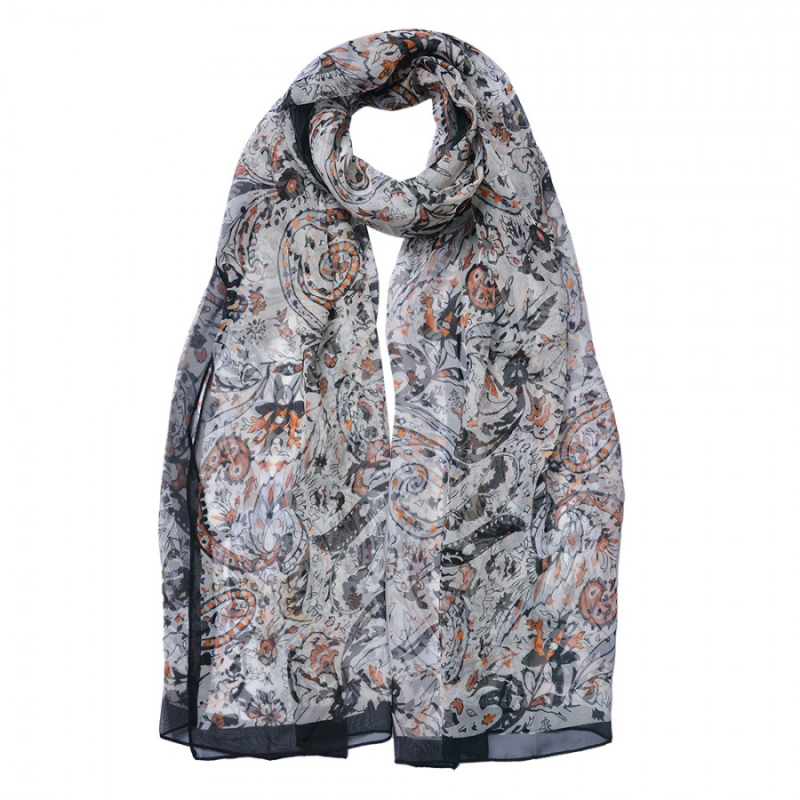 Móda a bižuterie - Černý dámský lehký šátek Poori – 50x160 cm