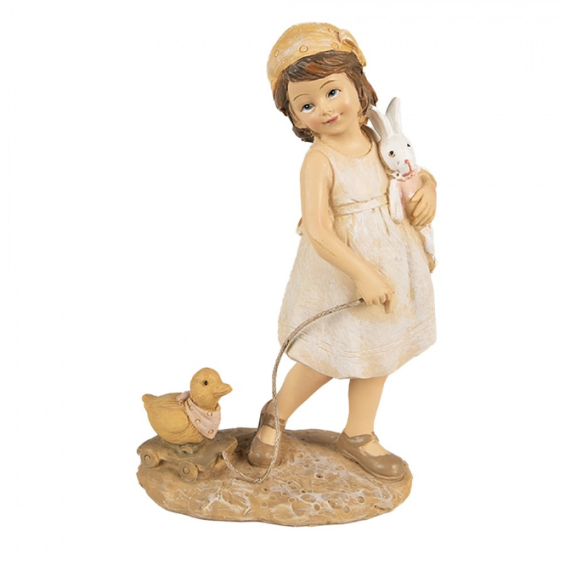Doplňky a dekorace - Figurka holčičky s kachničkou a králíčkem – 15 cm