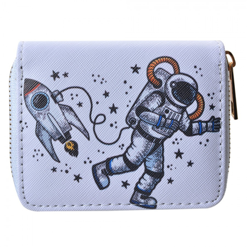 Móda a bižuterie - Bílá malá peněženka s astronautem Space – 11x9 cm