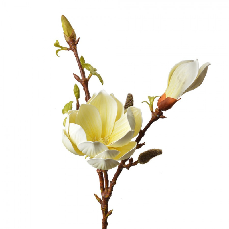 Doplňky a dekorace - Velká umělá květina žlutá magnolie – 70 cm