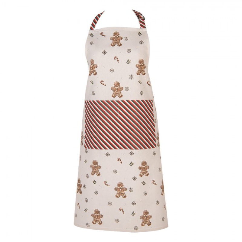 Textil - Béžová bavlněná kuchyňská zástěra s vánočními perníčky Classic Gingerbread Magic – 70x85 cm