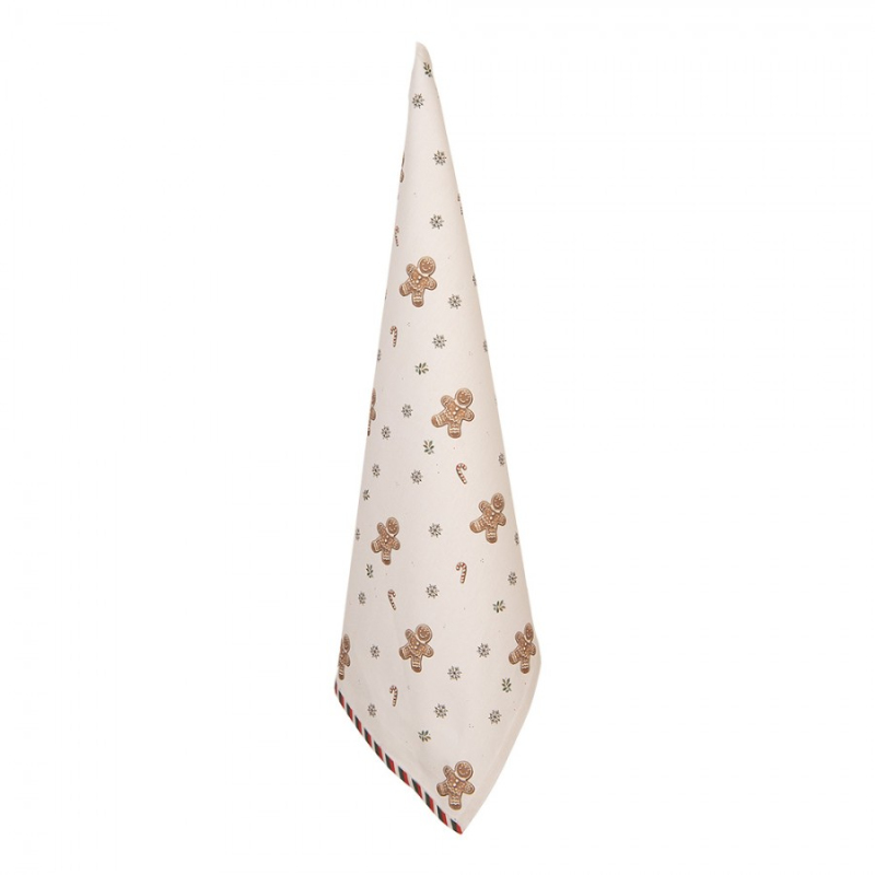 Textil - Béžová bavlněná utěrka s vánočními perníčky Classic Gingerbread Magic – 50x70 cm