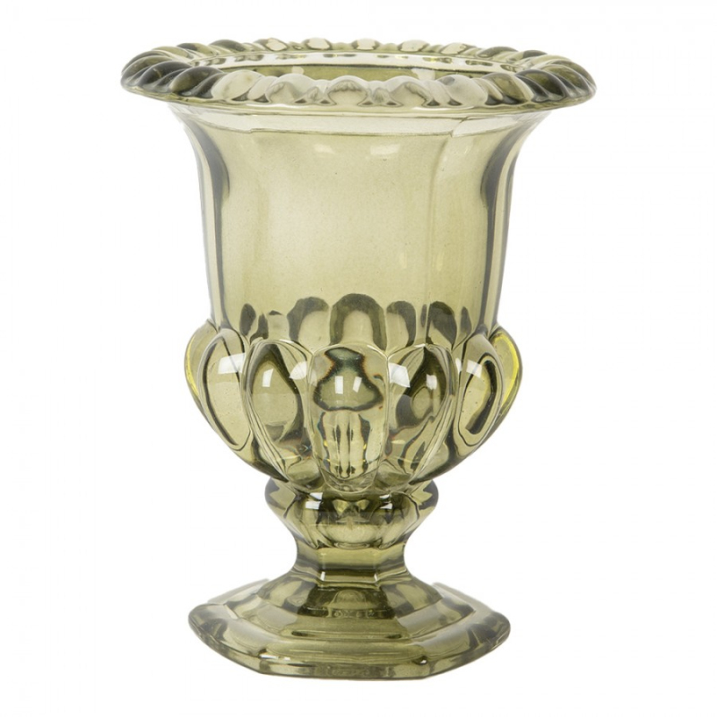 Doplňky a dekorace - Zelená skleněná dekorace ozdobná číše / váza Alfred – 12x14 cm