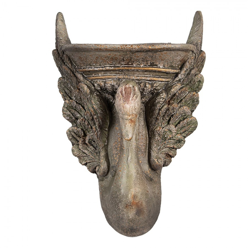 Doplňky a dekorace - Hnědý keramický květináč labuť s patinou – 30x15x43 cm